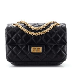 CHANEL Aged Calfskin Quilted 2.55 Reissue Mini Flap Black